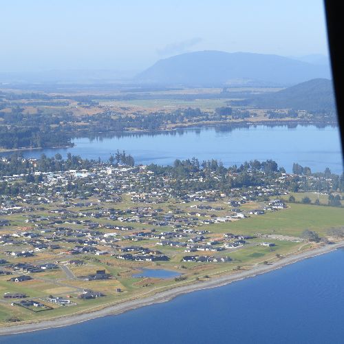 View of Lake Te Anau from helicopter