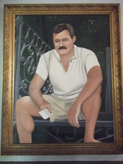 A painting of Hemingway